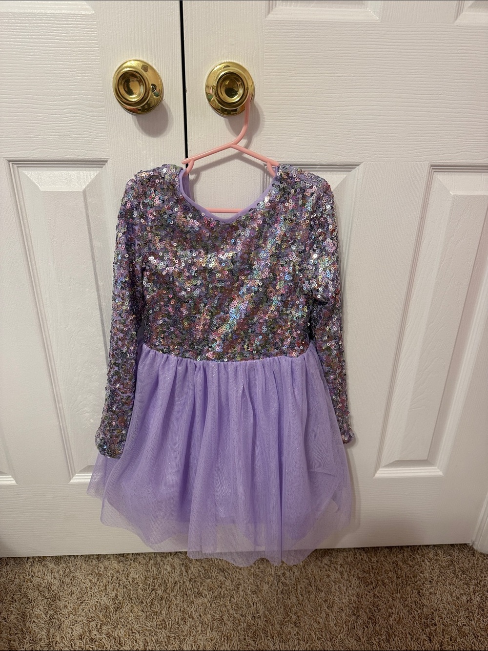 Girls Purple Sequin Tulle Dress - Kids